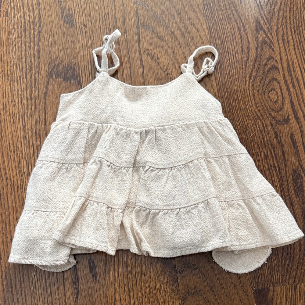 LITTLE BIPSY BEIGE LINEN TOP